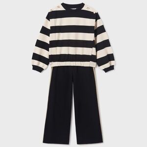 Size 14 Girls Mayoral Striped Black and Cream Kids Set
